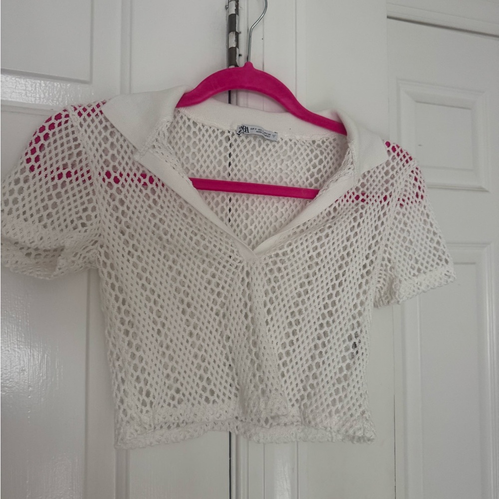 Zara Cream Crochet Crop Top